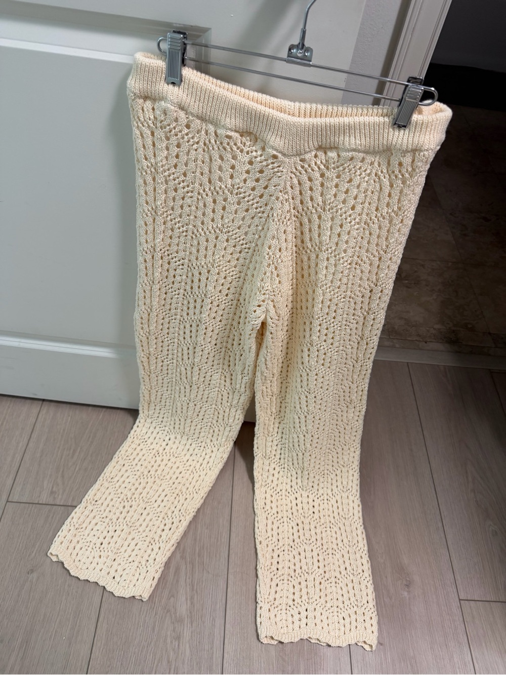 Cream Knit Crochet Bottoms - Comfortable Pull-On Pants with shorts attached!